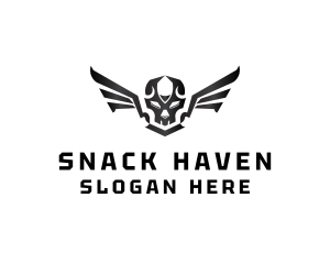 Modern Skull Wings logo design