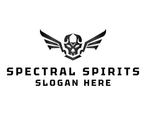 Modern Skull Wings logo design