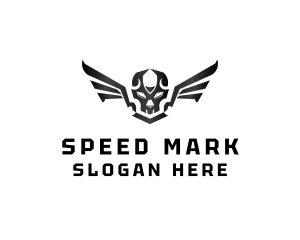 Modern Skull Wings logo design