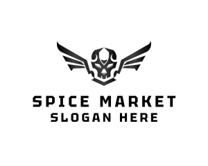 Modern Skull Wings logo design