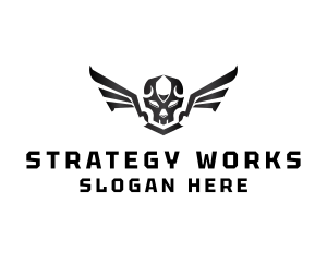 Modern Skull Wings logo design