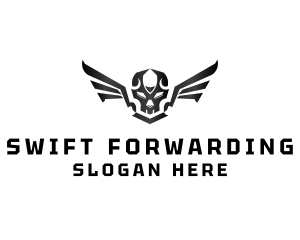 Modern Skull Wings logo design