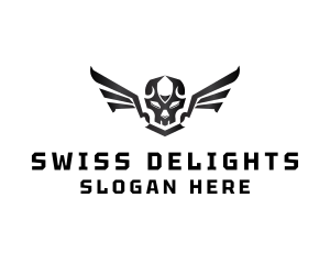 Modern Skull Wings logo design