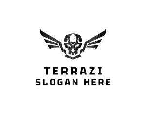 Modern Skull Wings logo design