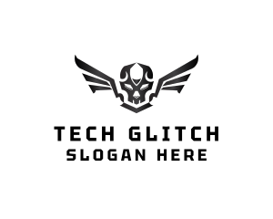 Modern Skull Wings logo design