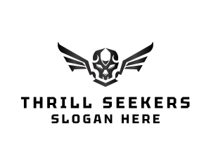 Modern Skull Wings logo design