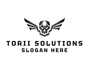 Modern Skull Wings logo design