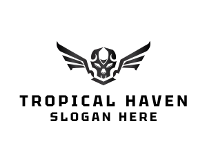 Modern Skull Wings logo design