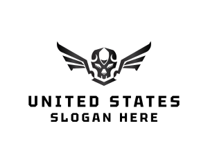 Modern Skull Wings logo design