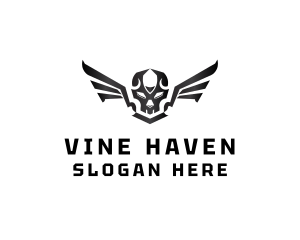 Modern Skull Wings logo design