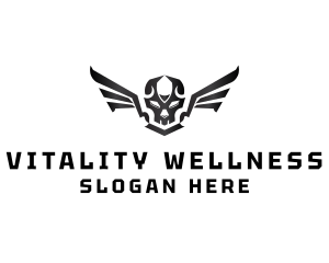 Modern Skull Wings logo design