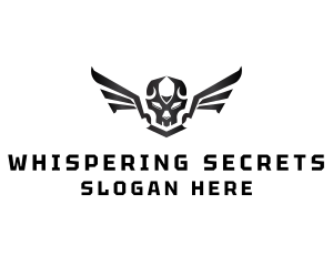 Modern Skull Wings logo design