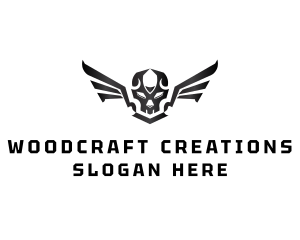 Modern Skull Wings logo design