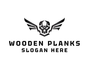 Modern Skull Wings logo design