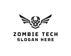 Zombie - Modern Skull Wings logo design