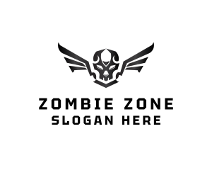 Zombie - Modern Skull Wings logo design