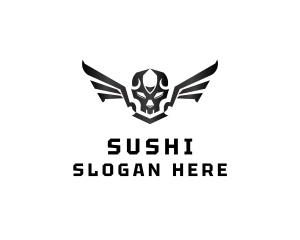 Modern Skull Wings logo design