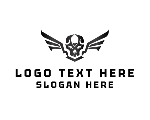 Modern Skull Wings Logo