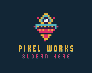 Pixel - Pixel Arcade Robot logo design