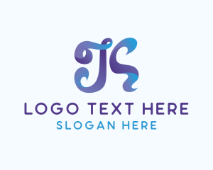 Gradient Script Letter K logo design