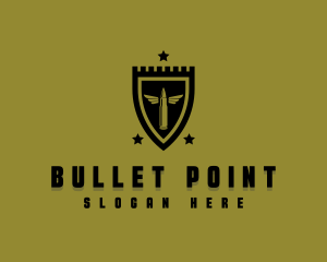 Firearm - Military Shield Bullet logo design