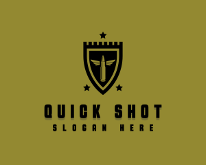 Shot - Military Shield Bullet logo design