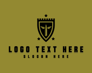 Firearm - Military Shield Bullet logo design