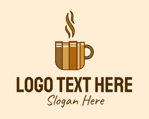 Latte - Book Cafe Cup logo design