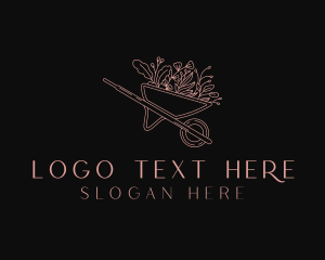 Wheelbarrow Flower Planting logo design