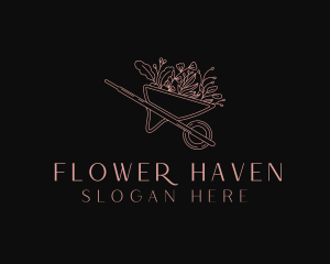 Wheelbarrow Flower Planting logo design