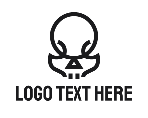 Skeletal - Modern Skull Outline logo design