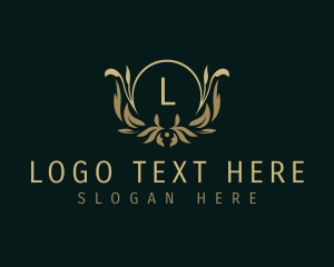 Luxury - Floral Crest Leaf logo design
