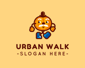 Walking Pumpkin Man logo design