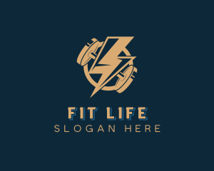 Gym Fitness Lightning logo design