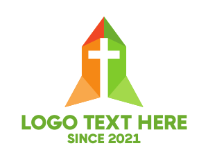 Polygon - Religion Ministry Cross logo design