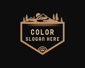 Campground - Mountain Tourism Badge logo design