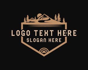 Travel - Mountain Tourism Badge logo design
