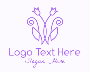 Purple Tulip Flower logo design