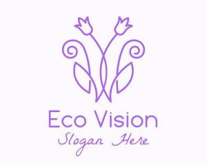 Purple Tulip Flower logo design