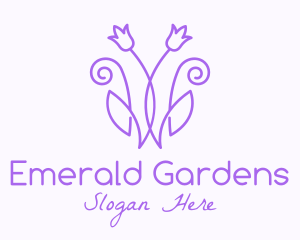 Purple Tulip Flower logo design