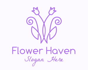 Purple Tulip Flower logo design