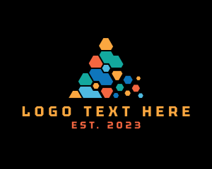 Geometric - Hexagon Network Pyramid logo design