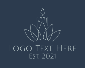 Candle - Gray Candle Flower logo design