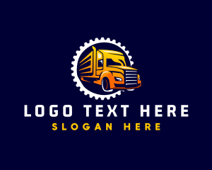 Shipping - Gear Truck Transportation logo design