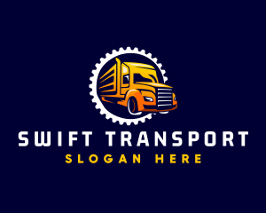 Gear Truck Transportation logo design