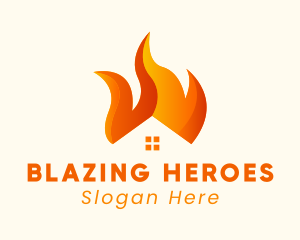 Fireman - Blazing Fire House logo design