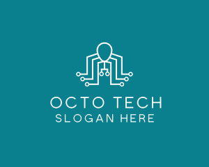 Electronic Robot Octopus logo design