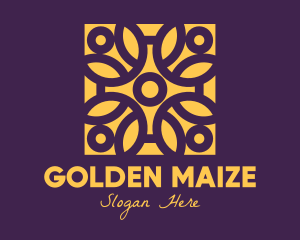 Golden Mandala Flower logo design