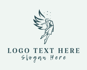 Mythical Creature - Woman Fairy Wings logo design