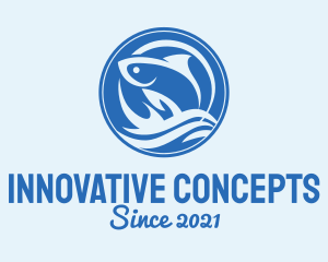 Fish Port - Ocean Wave Fish logo design